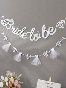 1 pieza/Set Pancarta "Novia" para decoración de despedida de soltera, decoraciones para ducha nupcial y boda - plata - Ver 1