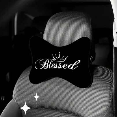 1 chiếc gối tựa đầu hình trái tim in hình lời chúc phúc cho ô tô, gối kê cổ ghế ô tô có ruột nhồi, đệm cổ mềm mại dùng được cả bốn mùa, có thể tháo rời và giặt được, phù hợp với mọi loại xe (Sedan, xe tải, xe van, SUV)