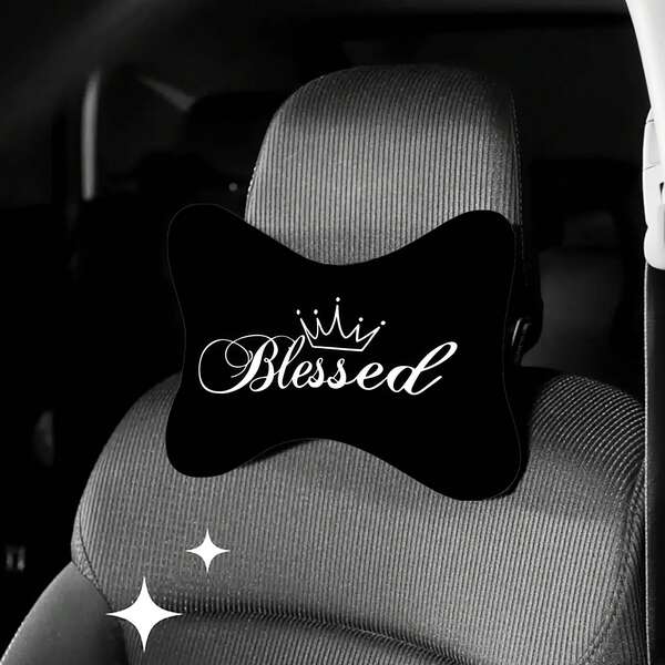 1 chiếc gối tựa đầu hình trái tim in hình lời chúc phúc cho ô tô, gối kê cổ ghế ô tô có ruột nhồi, đệm cổ mềm mại dùng được cả bốn mùa, có thể tháo rời và giặt được, phù hợp với mọi loại xe (Sedan, xe tải, xe van, SUV)