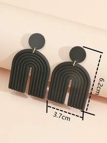 1 Đôi bông tai mặt dây chuyền hình học màu đen bằng acrylic phong cách hiphop, thích hợp cho kỳ nghỉ biển, lễ hội âm nhạc hoặc tiệc tùng, quà tặng cho phụ nữ. - màu đen - Xem 4