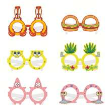SpongeBob SquarePants 12pcs/6pcs Square Pants Character Masks, Cartoon Character Costume Props, Holiday Decoration, Suitable For Birthday, Halloween Theme Party. Fun Dress-Up Toy, Ideal Party Decoration And Theme Party Gift. (Random Style) - Multicolor - View 6
