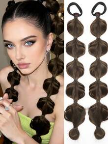 18 Inch 2pcs Hand-Woven Bubble Twist Braids Wig With Elastic Rubber Band, Heat Resistant Synthetic Wig, Suitable For Women - Multicolor - View 7