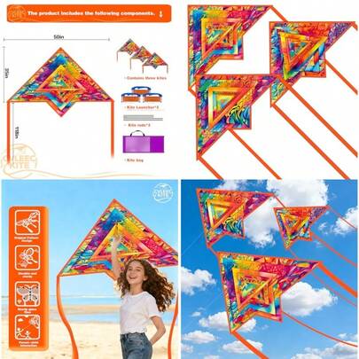 3 Piece Set Delta Kite For And Adults Outdoor Kite Perfect For Beginners Easy To Use Ideal For Beaches Backyards Grassy Areas Maya