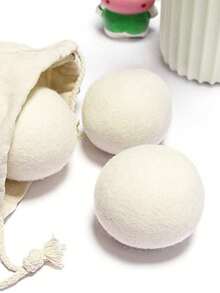 Bộ 3/6 quả cầu sấy khô bằng len tái sử dụng - Dùng cho máy giặt và vải gia dụng, có thể thay thế nước xả vải, giảm nhăn và tĩnh điện. - Trắng - Xem 5