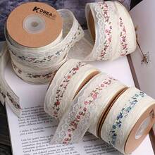 Vải ren rỗng họa tiết hoa, khổ 1/5 thước Anh, dùng để tự làm nơ, phụ kiện tóc, ren thêu, ruy băng trang trí, gói quà, trang trí hoa, may vá và làm đồ thủ công cho người mới bắt đầu. - nhiều màu - Xem 1