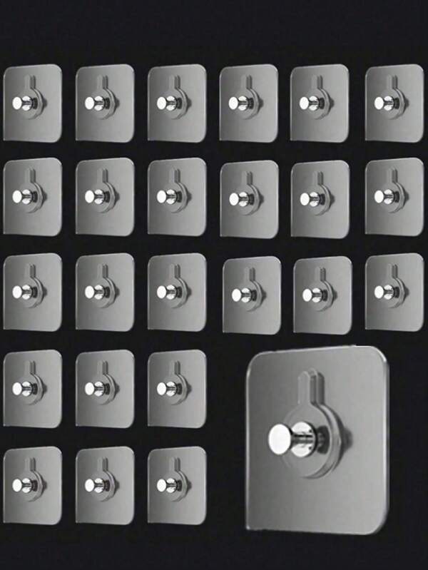 1/20/30pcs Transparent No-Drill Adhesive Hooks, Picture Frame Hangers, Suitable For Kitchen, Living Room, Bathroom Storage & Organization