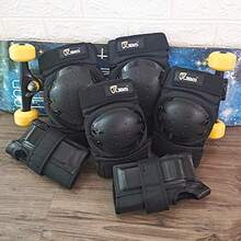 Adult and Kid Knee Pads Elbow Pads and Wrist Guards for Roller Inline Skating Scootering Skateboarding - negro - Ver 6