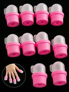 5Pcs Nail Soak Cap Clip, Wearable UV Gel Nail Polish Remover Wrap, Detachable Nail Art Tips Soaking Tool For Fingernail Dead Skin Removal, Manicure Salon & Home Use - Multicolor - View 1