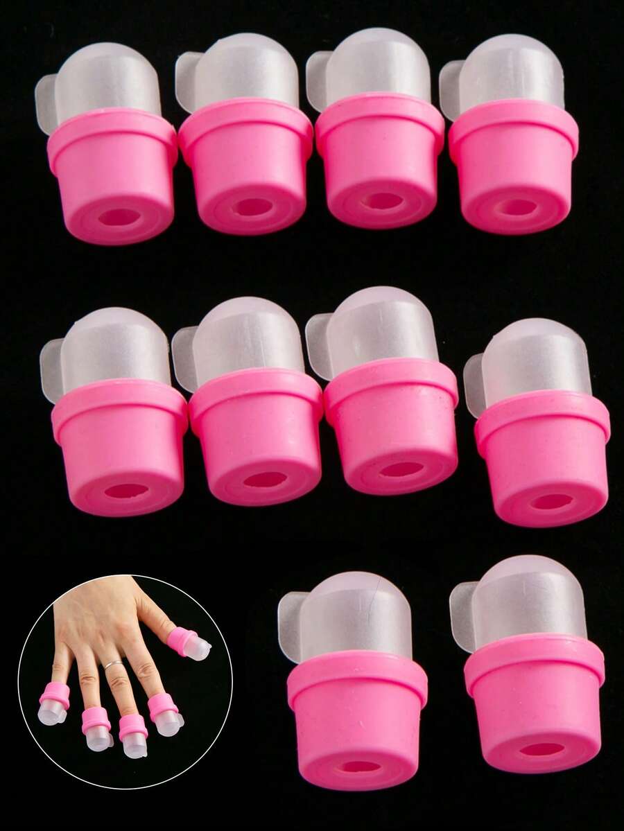 5Pcs Nail Soak Cap Clip, Wearable UV Gel Nail Polish Remover Wrap, Detachable Nail Art Tips Soaking Tool For Fingernail Dead Skin Removal, Manicure Salon & Home Use - Multicolor - View 1