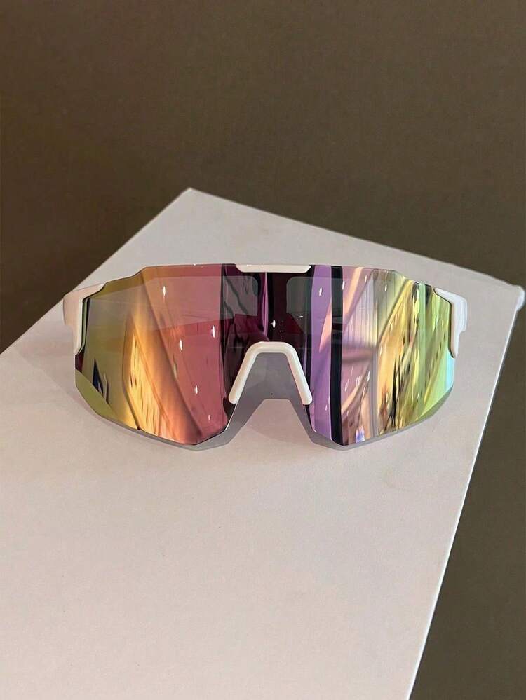 1副户外滑雪镜，运动防护眼镜，女士骑行眼镜，防风登山自行车眼镜 - 粉色 - 查看 8