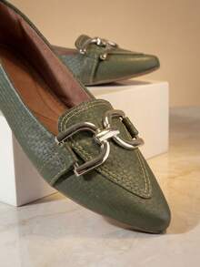 Women's Sneakers Pointed Toe Tresse Olive Green I Embellishment New D - Army Green - View 9