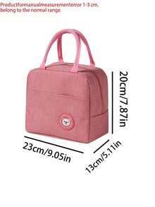 1pc Bear Pattern Insulated Lunch Bag, Thermal Lunch Box Tote - Navy Blue - View 10