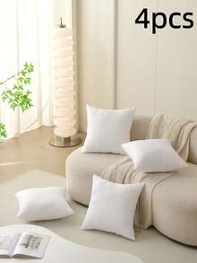 4-Piece Set White Luxury Pillow Cores, Filled With Lightweight Traditional Polyester Fiber As An Alternative To Down Pillows, Lighter And More Comfortable. Suitable For Household And Commercial Hotel Sofa Cushions, Bed Pillows, And Also Ideal For Car Backrests. - Trắng ngọc trai - Xem 18