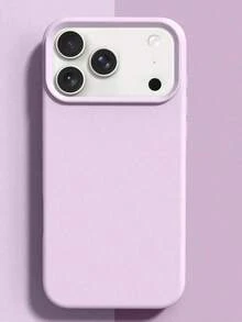 Solid Pink Color Minimalist Liquid Silicone 1pc Minimalist Liquid Silicone Magnetic Wireless Charging Protective Case, Compatible With 17 Air 16 14 13 12 15 Pro Max Plus, With Velvet Camera Protection Women's Day Gift - 淡紫色 - 查看 3