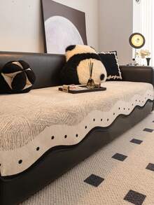 1个雪尼尔沙发垫，防滑，防尘，四季皆宜 - 卡其色 - 查看 1