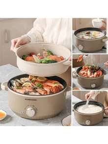 Nồi điện 3 lít, chảo chống dính 4.6 lít, nồi luộc mì nhanh, nồi hầm điện, nồi chuyên dụng để nấu bít tết, trứng, cơm chiên, bánh bao, có chức năng điều chỉnh công suất (bao gồm cả nồi hấp). - Phích cắm loại B của Mỹ (220-240V) - Xem 4