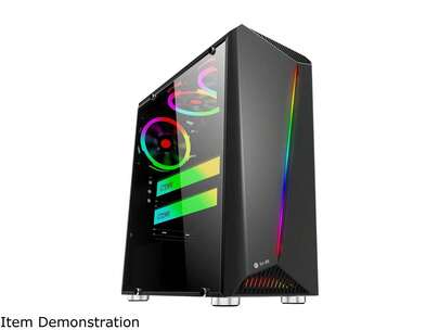  Bgears B-Vigor RGB Black Steel / Plastic / Tempered Glass ATX Mid Tower Computer Case With RGB Front Panel