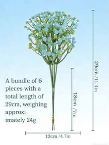 12pcs Gypsophila Artificial Bouquet Wedding Decor Realistic Versatile - Mỗi màu trắng, vàng, hồng, tím và xanh dương có 12 chiếc. - Xem 5