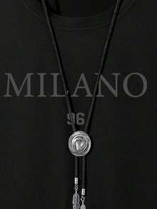 Manfinity Homme Camiseta casual de verano  hombre con cuello redondo y manga corta con impresión de letras - Negro - Ver 2
