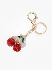 1pc Women's Elegant Alloy Crystal Cherry Keychain, Rhinestone Simulated Cherry Bag Charm Gifts For Mother, Father, Graduation, And Teacher - Multicolor - View 11