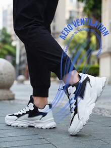 Men's Modern White And Black Sneakers With And Mesh Paneling Comfortable Streetwear Shoes For Urban Lifestyle - 黑與白 - 查看 7