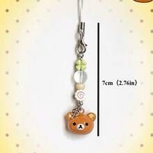 1 Piece Bear Ccd Lanyard Handmade Homemade Girl Heart Ins Wind Mobile Phone Chain Goo Pendant Gift For Friends - 棕色 - 查看 2