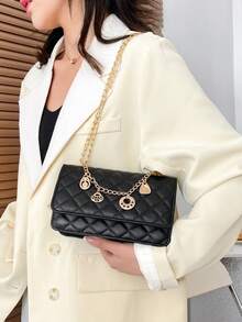 Summer New Versatile Fashion Chain Shoulder Crossbody Square Bag - Black - View 3