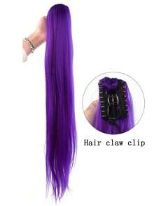 32 Inch Purple Ponytail Hair Extension, With Hair Clip Wig, Drawstring Wig, Soft And Natural Synthetic Wig, Suitable For Women To Wear - Multicolor - View 12