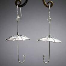 1 Pair Creative Umbrella Shaped Earrings, Perfect Gift For Women And Girls - Silver - View 1