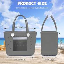 Lightweight Rubber Beach Bag XL Transparent Window Travel Tote Bags - 草綠色 - 查看 8