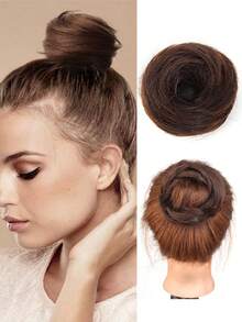 合成假发、发圈、直发圈、女士仿真发、蓬松自然发髻、懒人盘发 - 彩色 - 查看 12