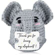 1件精美钩织小象 - 鼓舞人心的动物礼物，手工钩织玩偶，激励人心的礼物，适合送给女性、男性、朋友和同事 - 彩色 - 查看 1