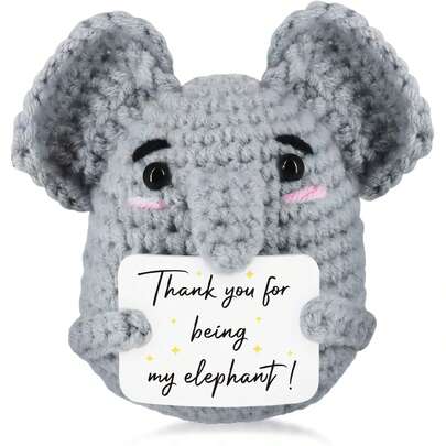 1件精美钩织小象 - 鼓舞人心的动物礼物，手工钩织玩偶，激励人心的礼物，适合送给女性、男性、朋友和同事
