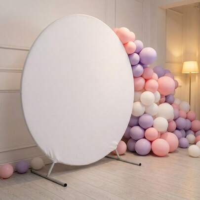 1pc Solid Color Polyester Round Backdrop Cloth, Party Arch Backdrop Set, Suitable For Birthday Party, Christmas, Wedding, Holiday Events, Indoor & Outdoor Decor Backdrop Wall, Round Arch Backdrop Cover (Metal Frame Not Included)