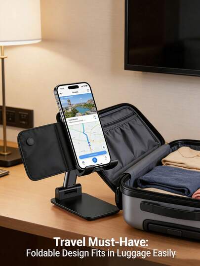 1 chiếc giá đỡ điện thoại để bàn gấp gọn, điều chỉnh độ cao, giá đỡ điện thoại di động để bàn, phù hợp cho phụ nữ khi đi du lịch và sử dụng trong nhà bếp, tương thích với mọi dòng điện thoại.