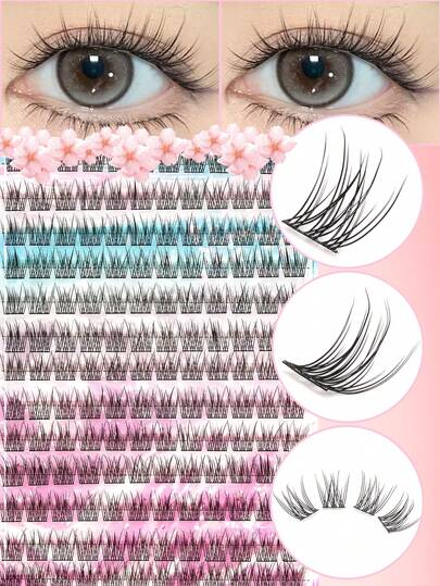 156 racimos de colas de pez con rizo C, lote grande de pestañas postizas reutilizables y amigables para principiantes, fáciles de aplicar para looks naturales y delicados diarios, pestañas de alta calidad, regalo del Día de San Valentín, regalo pequeño y lindo para mujeres, esencial de viaje fácil de transportar