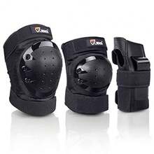 Adult and Kid Knee Pads Elbow Pads and Wrist Guards for Roller Inline Skating Scootering Skateboarding - negro - Ver 2