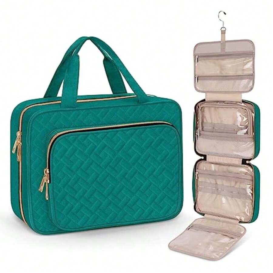 Toiletry Bag for Women Large Cosmetic Travel Bag Hanging Toiletry Bag for Bathroom Thickened PVC Waterproof Travel Makeup Bag Toiletries Bag for Travel Business Trips and Camping - Verde - Ver 1
