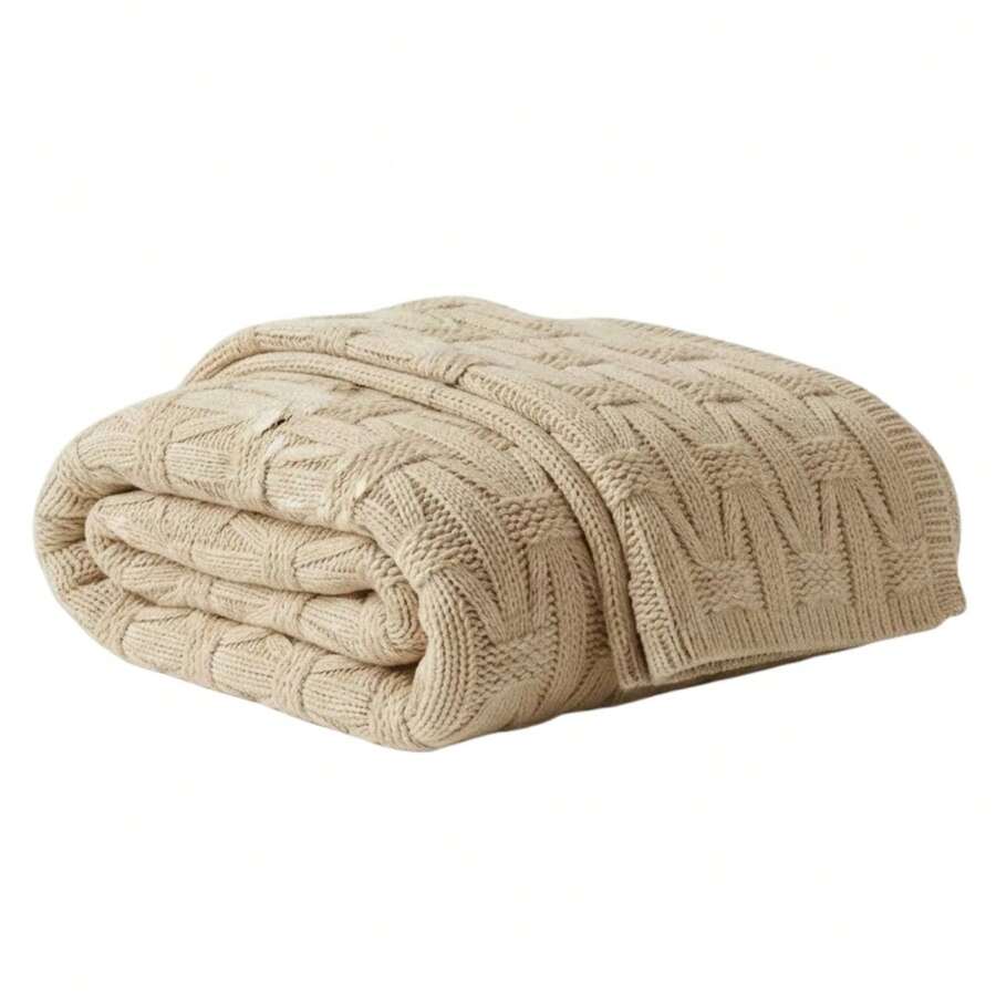 Manta Peseira King Size 70x2.50m Tricot Premium Cama Sofá - Areia - Visão 1