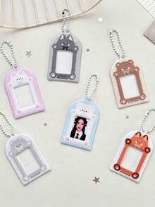 1 chiếc ví đựng thẻ hình động vật lượn sóng 1 inch, ví đựng thẻ ảnh ID, túi đựng đồ hình ngôi sao đuổi theo, mặt dây chuyền, nhãn dán đầu to, ví đựng thẻ nhỏ - Nhiều màu - Xem 5