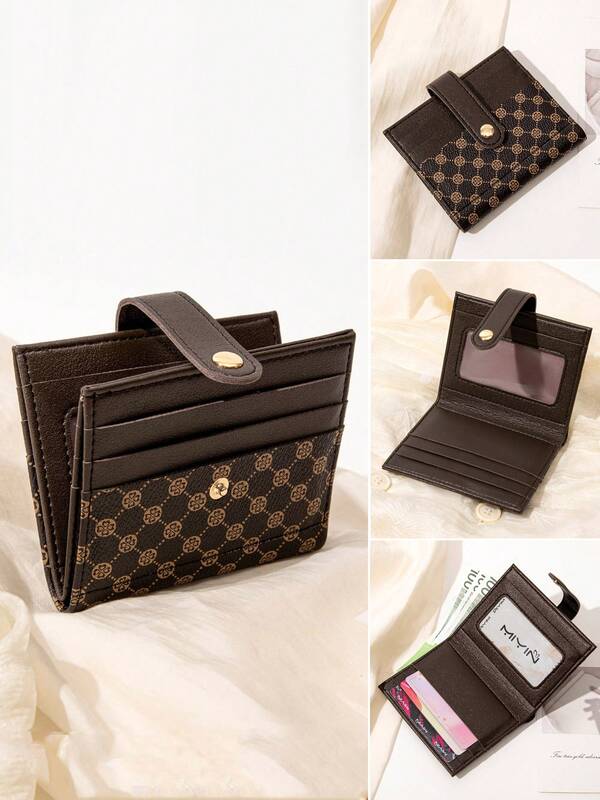 Billetera ultra delgada con estampado retro de moda, plegable doble para tarjetas de crédito, ligera y portátil para uso diario de mujeres. Adecuada para tarjetas de identificación, tarjetas de crédito y talla grande, es perfecta para profesionales de oficina y un regalo ideal para vacaciones, aniversarios, cumpleaños y otras ocasiones. Esta versátil mini billetera portacartas es elegante y adaptable, lo que la convierte en la opción perfecta para las mujeres.