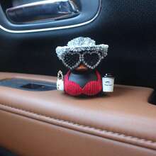 Đồ trang trí xe hơi hình vịt cao su đính đá lấp lánh | Vịt dễ thương mặc bikini, đội mũ, đeo kính thời trang và cầm cốc cà phê | Đồ trang trí xe hơi cao cấp. - Vịt trang trí - Xem 2