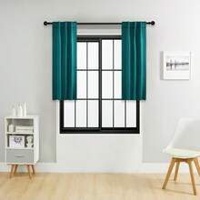 单片装或双片装可选尺寸/系带式窗帘/杆袋式窗帘/可使用夹子/遮光窗帘套装/纯色隔热遮光窗帘/适用于客厅、办公室、家庭、卧室，短款可用作厨房窗帘 - 薄荷藍 - 查看 33