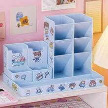 Soporte inclinado para bolígrafos, organizador de escritorio de estudiante de primaria lindo, estuche para lápices de gran capacidad y multiusos, taza creativa para bolígrafos de escritorio - Multicolor - Ver 7