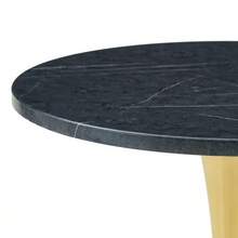 Table d'appoint ronde de 60 cm / petite table à manger en MDF : plateau réalisé avec une technologie de thermoformage de haute qualité, aspect grain blanc, pied de support doré – parfait pour les espaces de vie européens. - Noir - Voir 5
