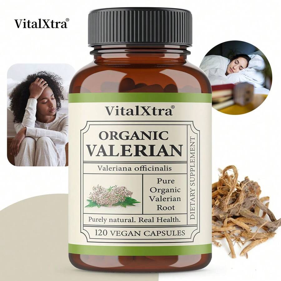 Valerian Root Capsules - Supports Natural Sleep And Quick Sleep Onset - Each Serving Contains 450mg Valerian Root Extract - Balances Mood - 120 Capsules - 1瓶 - 查看 1