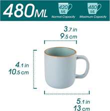vancasso Kaffeetassen Set 6er, RENO Kaffeeservice 480ml Große Steingut Kaffeebecher mit Henkel, Moderne Kaffeetasse Set für Tee, Saft, Latte, Cappuccino, , Spülmaschinen- & Mikrowellenfest, Bunt - Weiss - Übersicht 11