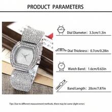 6件套奢华全镶钻首饰套装，包括手表、手链、项链、耳环和戒指，精致百搭，轻松提升气质与优雅。 - 銀色 - 查看 5