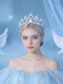 1 chiếc vương miện hoa đính đá sang trọng dành cho nữ, phụ kiện đội đầu cô dâu trong đám cưới, phụ kiện tóc dự tiệc/sự kiện. - Nhiều màu - Xem 3