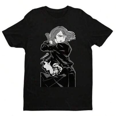 Verano 2026 Unisex Versátil Moda Coreana Estilo Urbano Vacaciones Diario 100% Algodón Anime Nobara B&W JJK Black T Shirt Size S - 3XLplayeras de niño ropa de niño camisas para niño ropa de niño ropa de niño de 54 años ropa de niña conjuntos para niña k pop Fashion For Girls/Boys, Breathable And Lightweight Soft Cotton Blend, Ideal For School/Play Casual Daily Wear, Cute And Trendy For Kids Short Sleeve Crew Neck, Perfect For Hot Weather Kids Summer Essential, Easy To Mix And Match